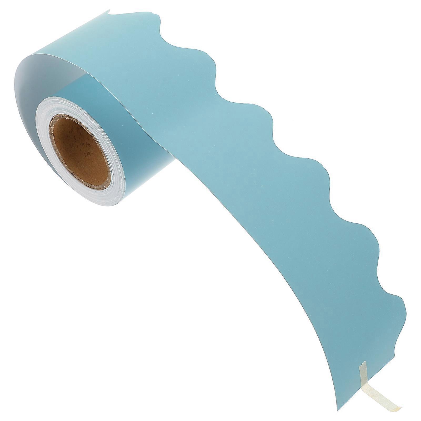 Office Workers Scalloped Bulletin Border Decor 10m Blue Coated Paper For School 1 Roll