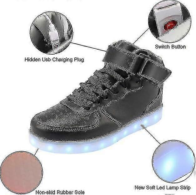 Femmes Hommes Led Lights Up Baskets Haut Haut Clignotant Baskets USB Charge Dentelle Up Couples Chaussures