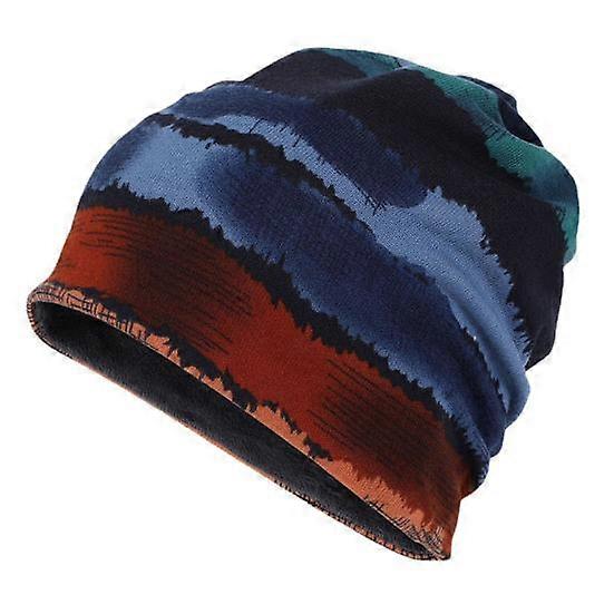 Unsiex Fall Winter Hat Striped Color Matching Elastic No Brim Regular Fit Baggy Ear Protection Anti-shrink Soft Decorative Hip Hop Women Men