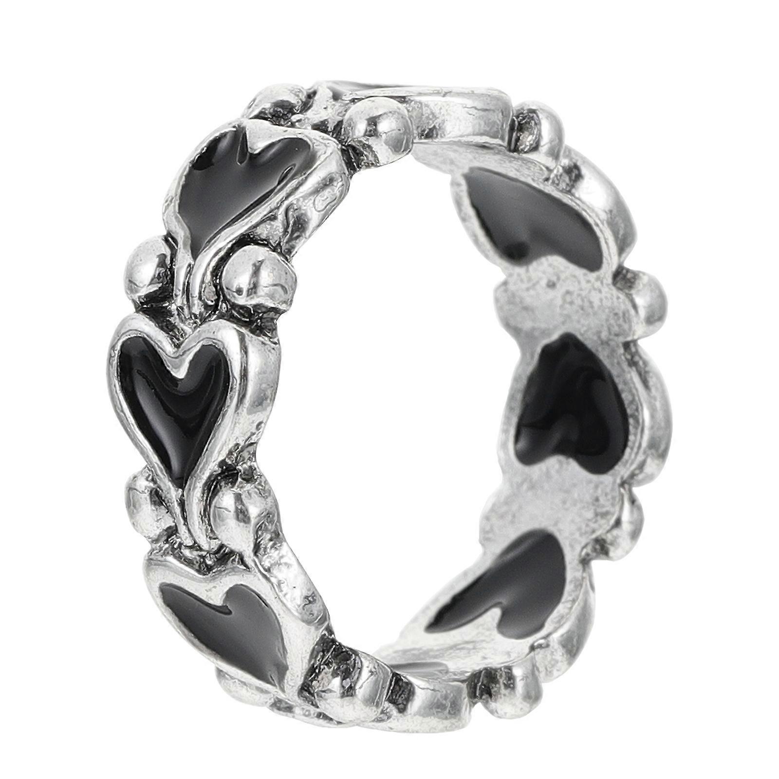 Black Alloy Decorative Ring for Finger Highlight Charm and Style with Retro Design 1pc