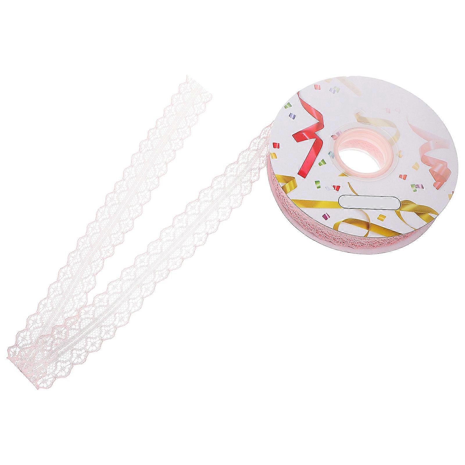 Trim Ribbon Pink Polyester Lace Elegant For Diy Crafts Sewing Flower Wrapping 1 Roll