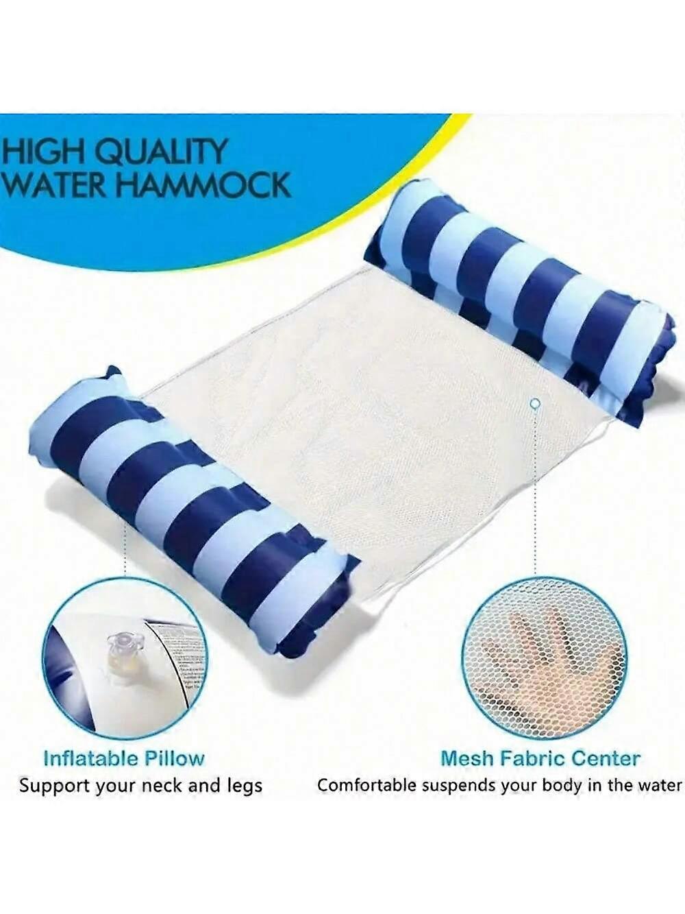 1PC Inflatable Pool Float Lounger Striped Hammock with Mesh Foldable Water Recliner for Beach & Pool Party