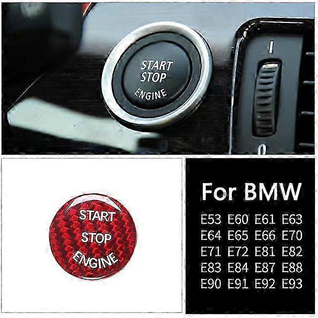 Carbon Fiber Protective Sticker for Start Stop Push Button Engine Ignition Switch Compatible with Certain BMW Models E46 E60 E90 E39 E87 E36