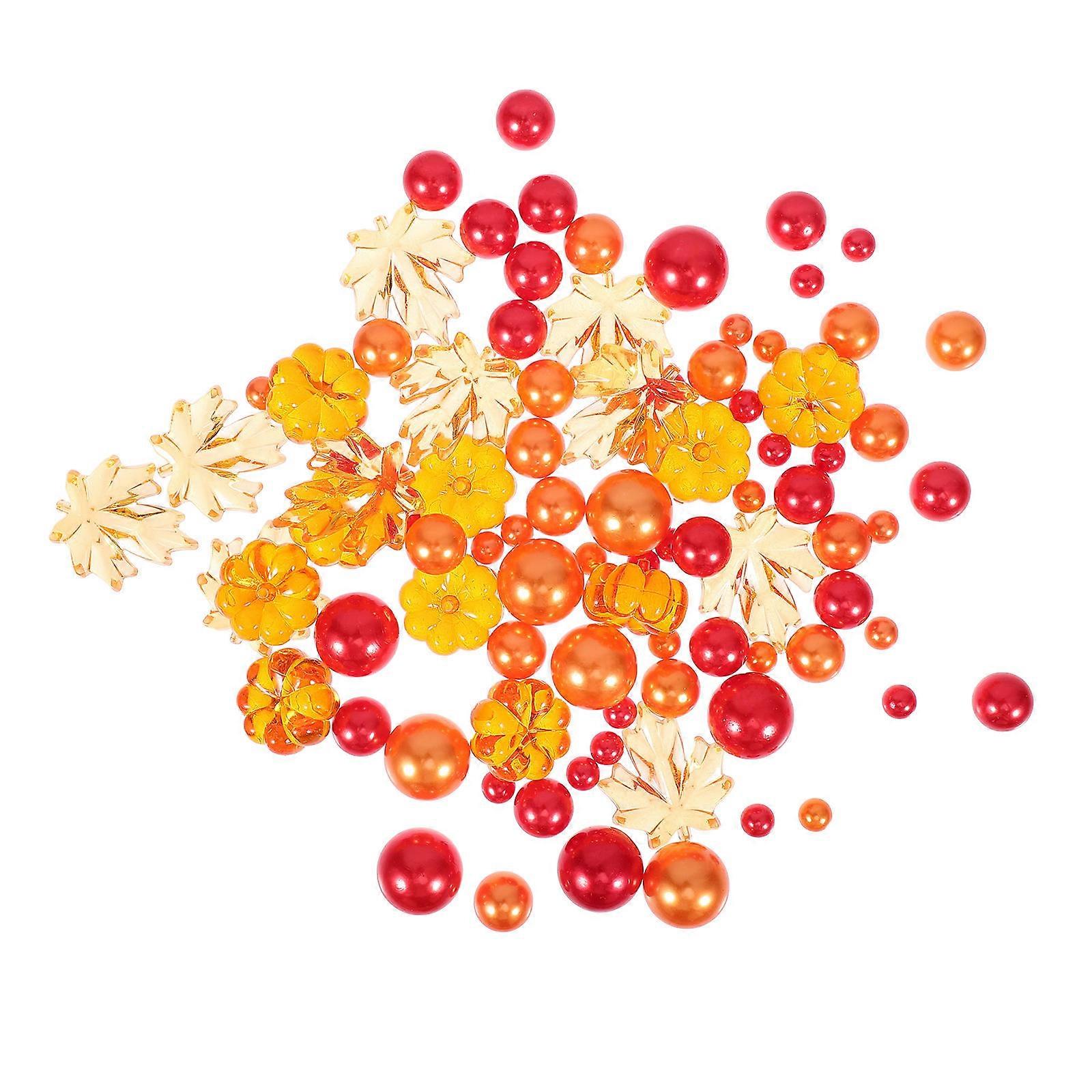 Floating Beads Acrylic Mini Pumpkins Maple Leaves For Autumn Table Decor 1Set