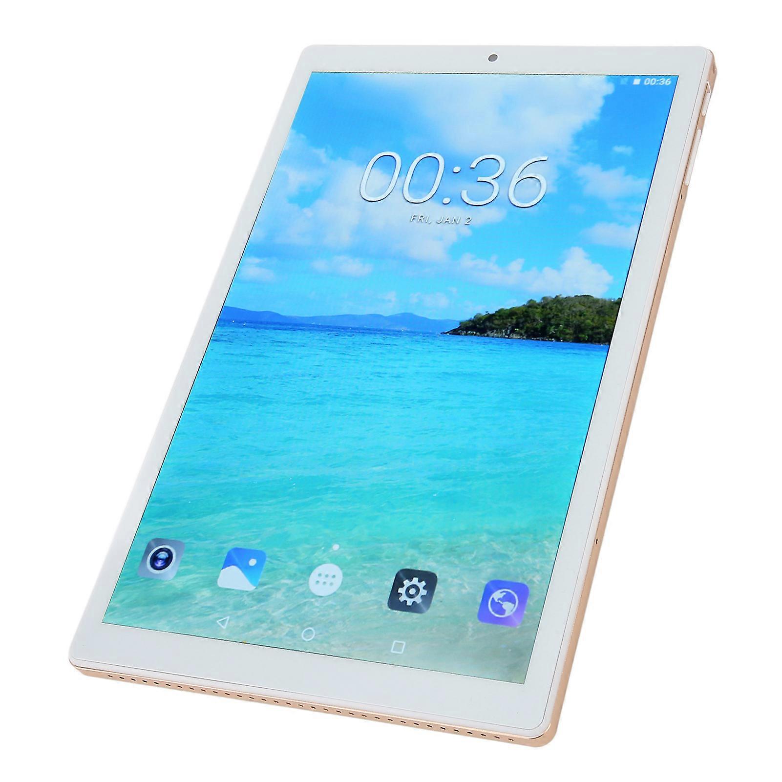 10.1 Inch Tablet 6GB RAM 128GB ROM 5G WiFi 4G Network Octa Core Processor Tablet PC for Android 10.0 100‑240V EU Plug Gold
