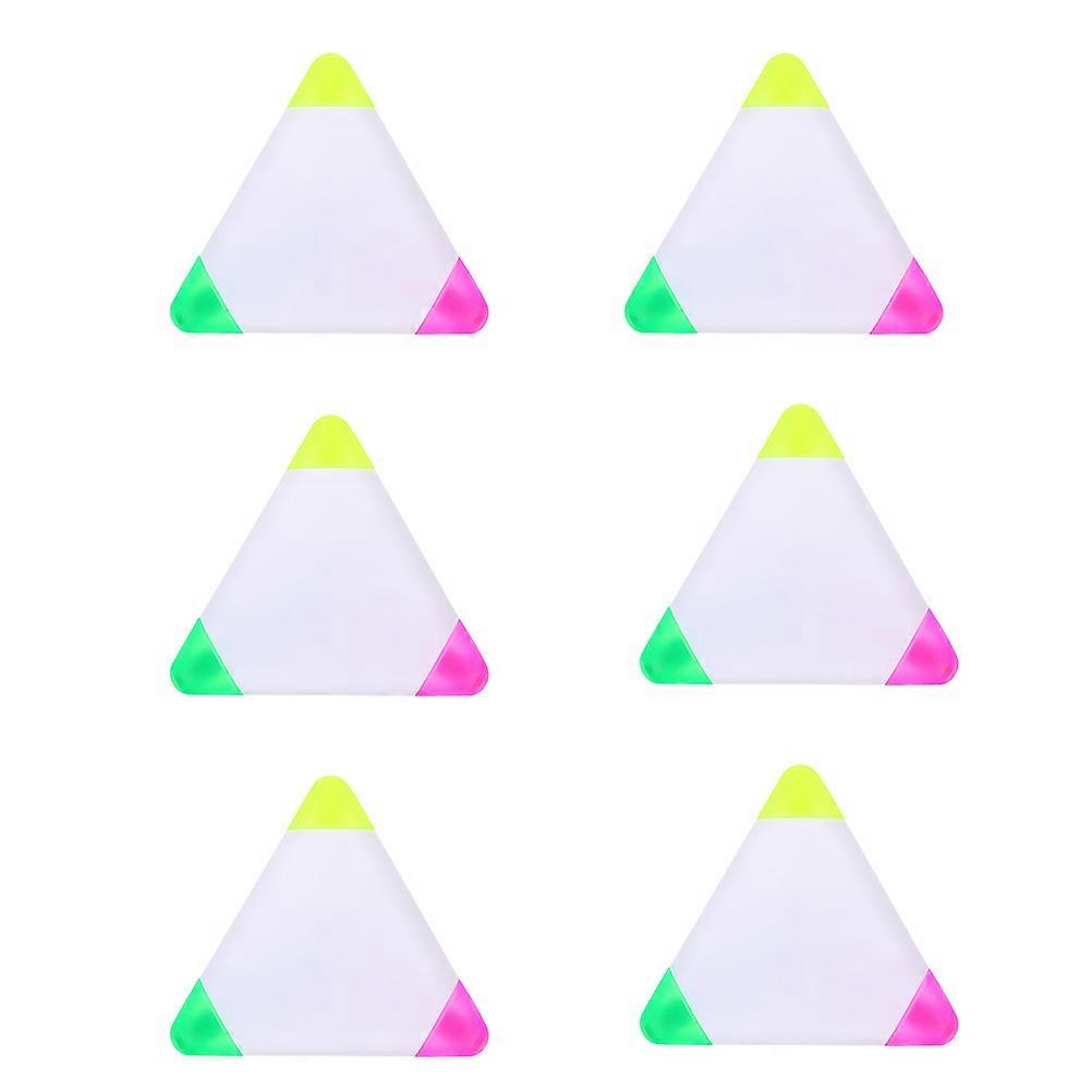 6pcs Triangle Highlighters, Cute 3 Color Design, Smooth Writing, No Ink Leakage, Bright Colors for School Supplies & Party Favors