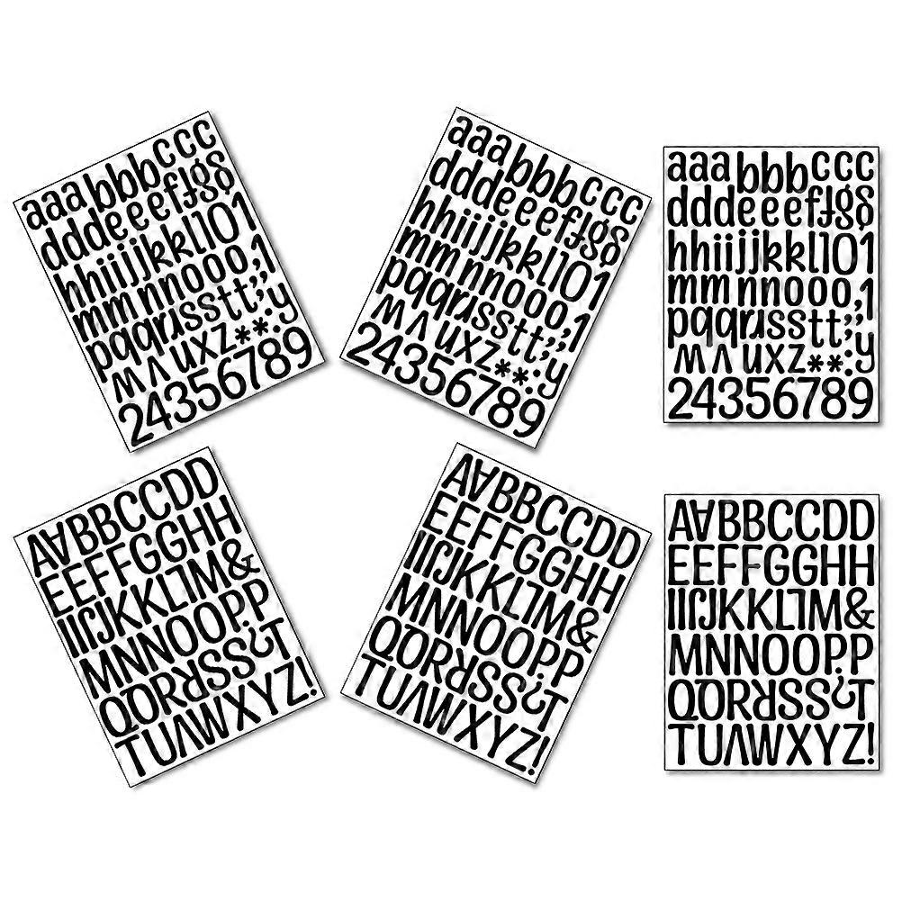 Vinyl Letter Stickers 6 Sheets Black Alphabet Decals for Walls, Boards & Mailboxes Upper/Lowercase, Fade Resistant Adhesive, Classroom & Home