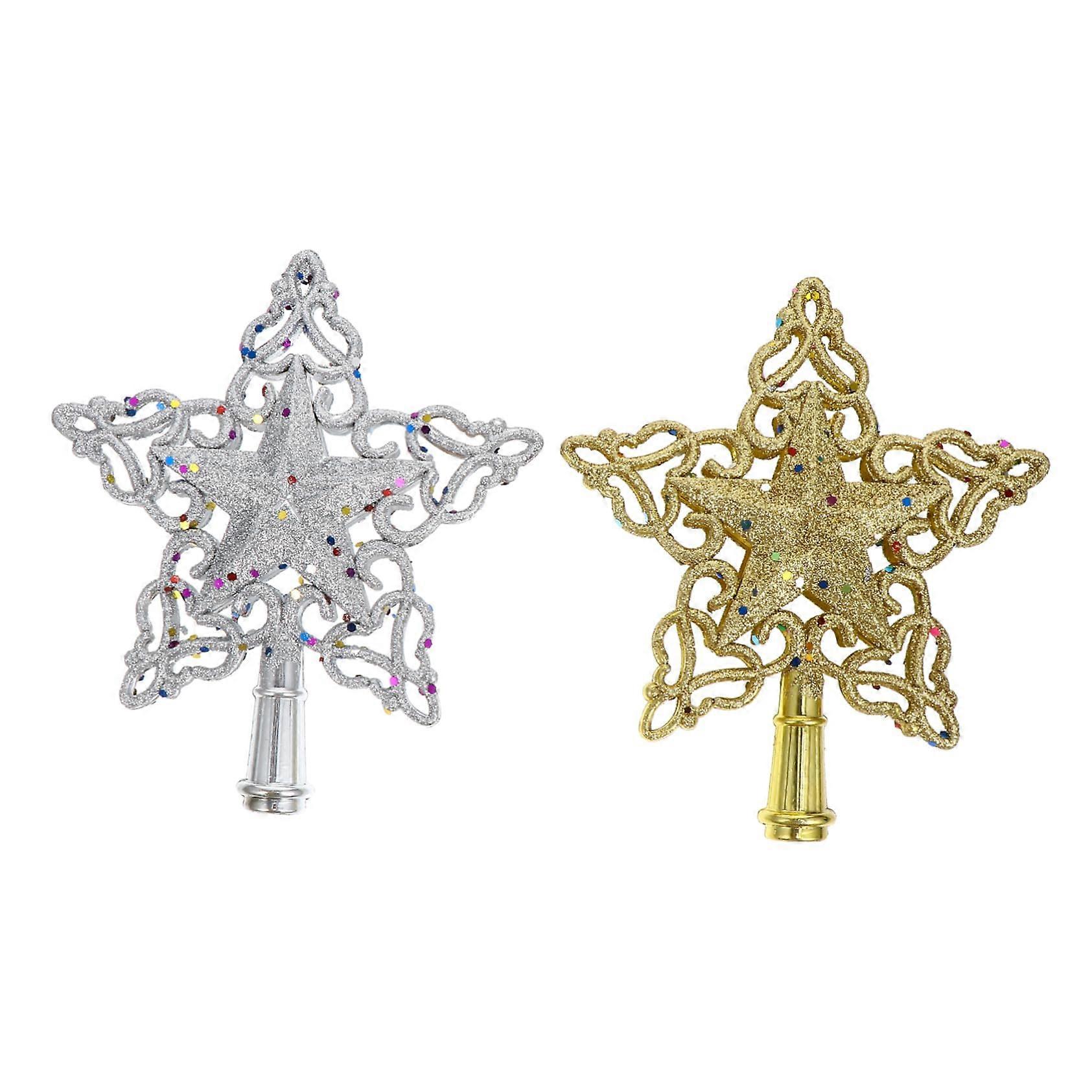 2-Piece Christmas Tree Topper Standing Decoration, High-Quality Plastic Ornament for Home and Party Festivities