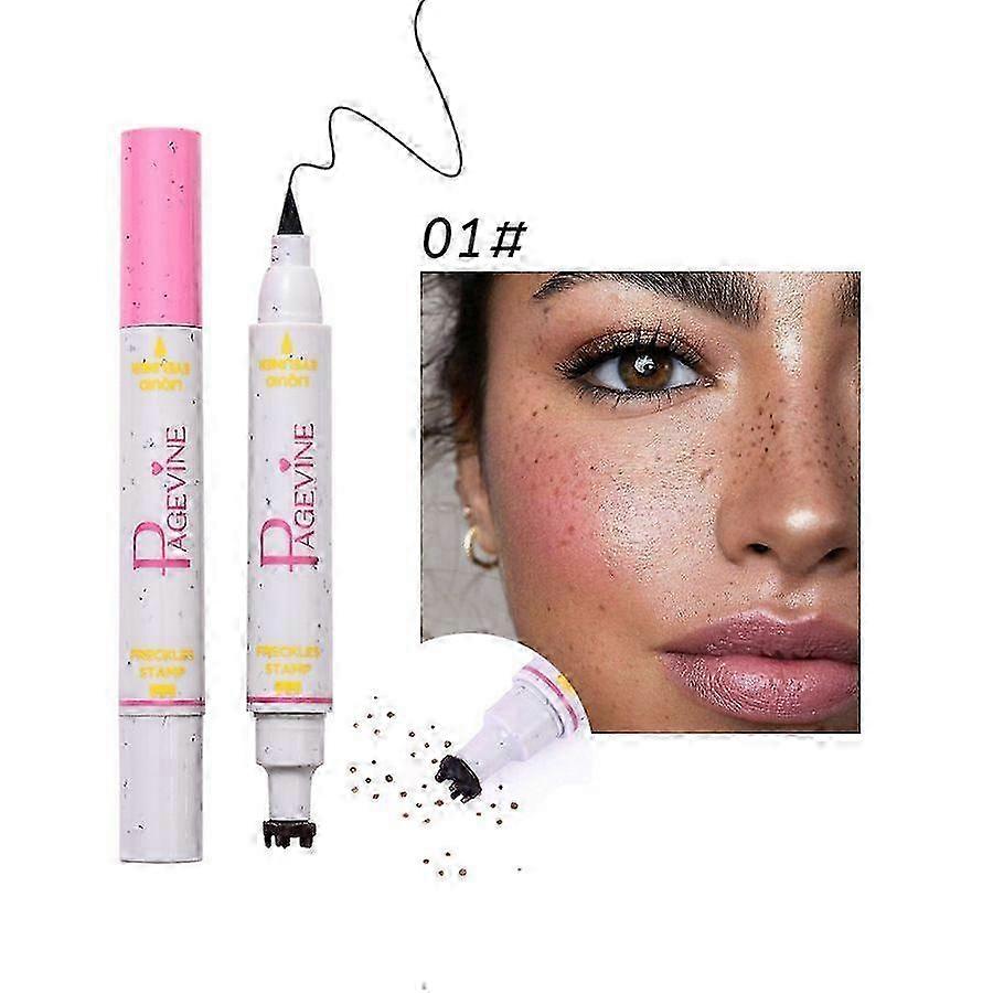 2 in 1 Freckle Stamp and Liquid Eyeliner Pen, Fake Freckles Face Tattoo Stain Pencil, Waterproof Long- lasting Eyeliner Liquid Pen, Freckle Stamp