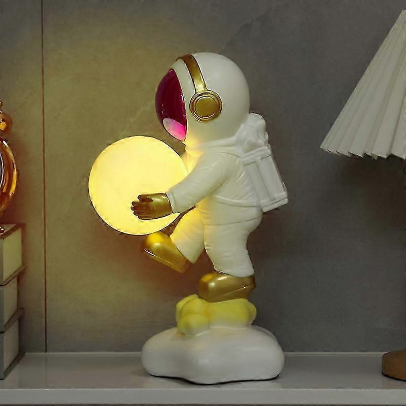 Creative Night Light Resin Astronaut Lamp Toy with Button Battery for Home Decoration