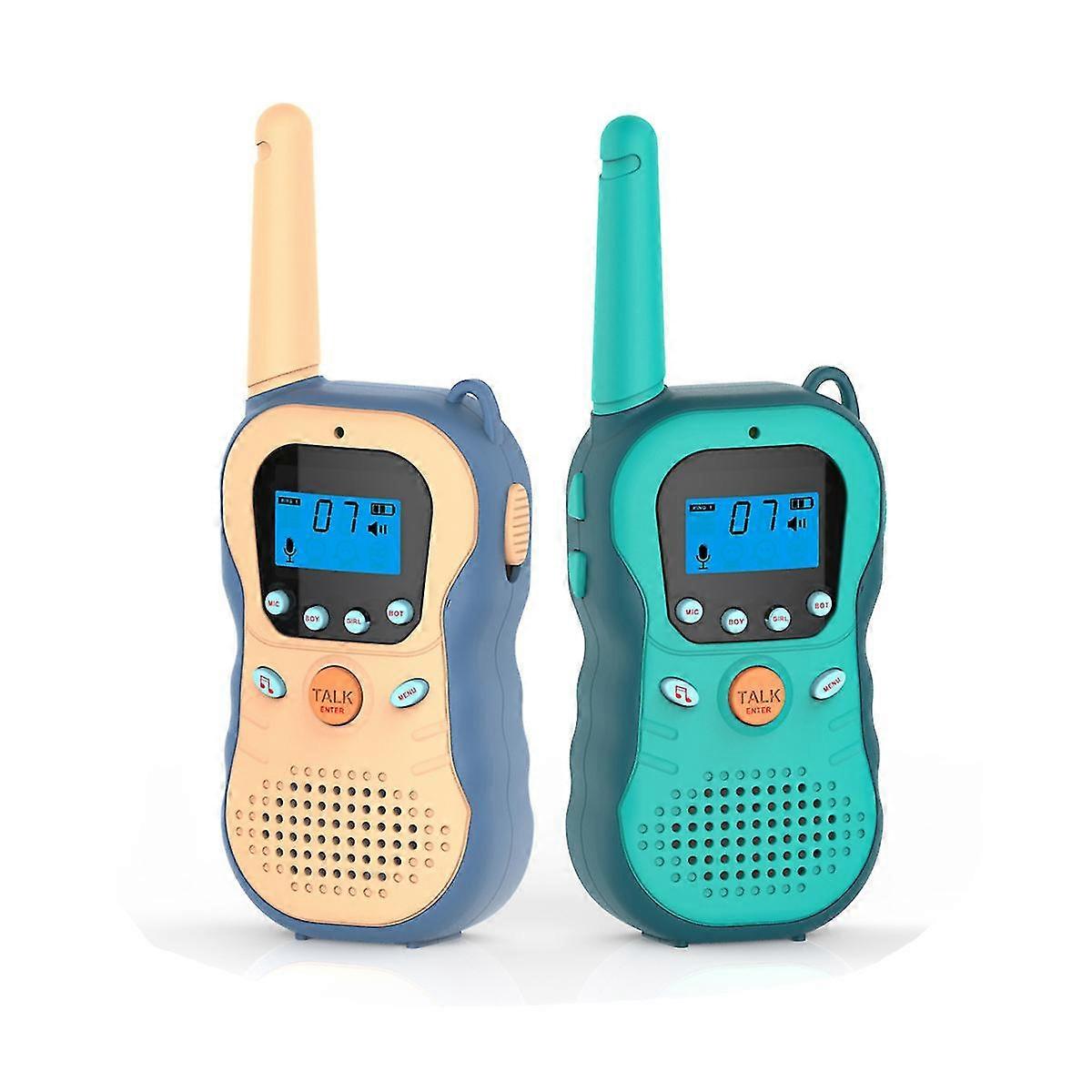 Two Rechargeable Walkie Talkies for Kids and Adults, Long Range 16 Channels Two Way Radio with LCD Display and USB Type C