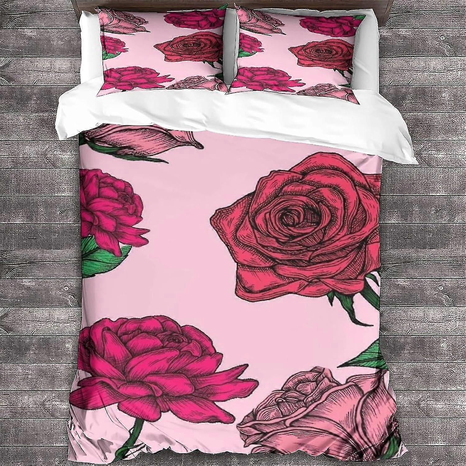 Housse de couette imprimée à motif floral botanique avec fermeture à glissière, ensemble de literie en microfibre douce
