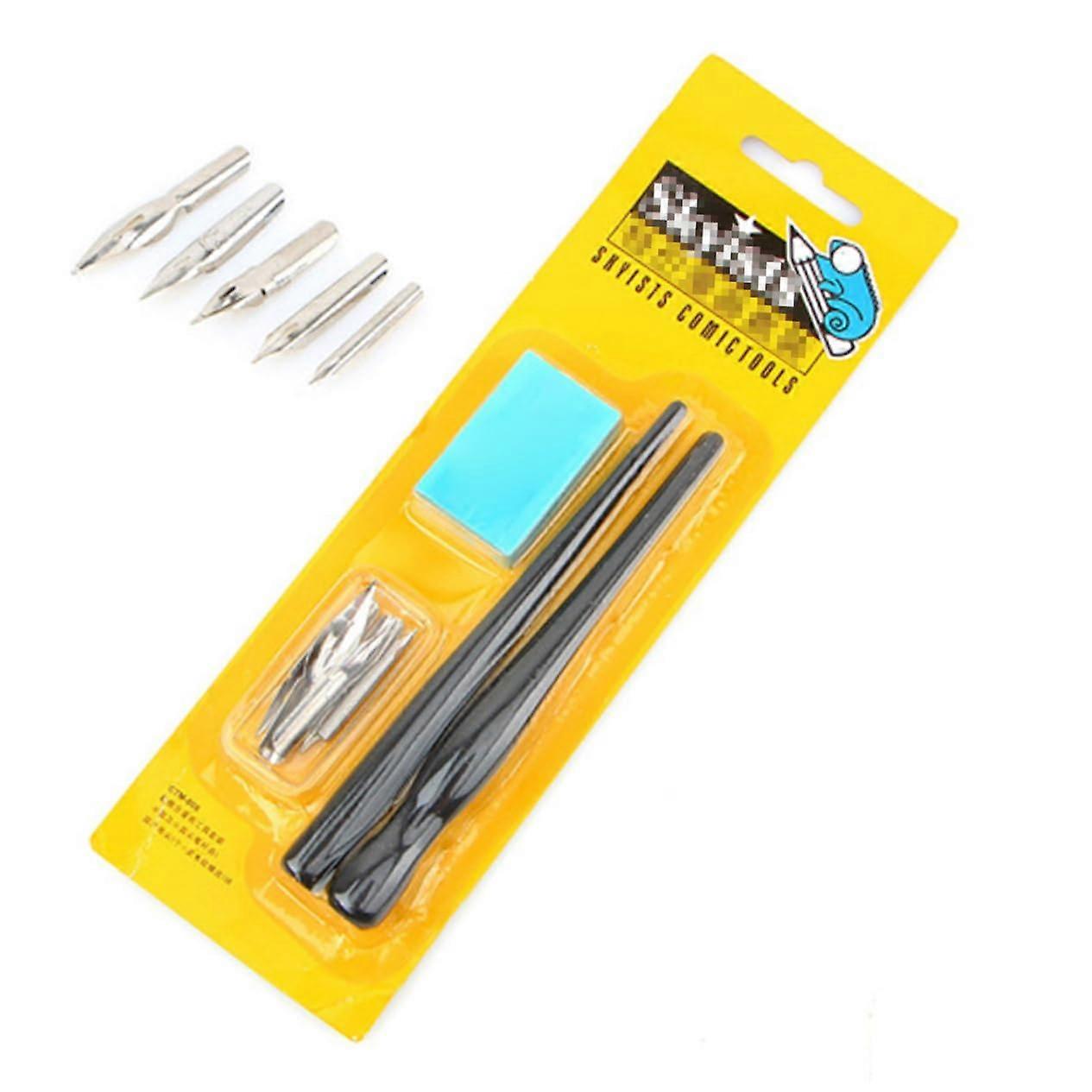 Painting Pens Cartoon Pen Holder Set for Artists, Black Handle Cartoon Dip Pen Set, Art Supplies for Drawing and Sketching