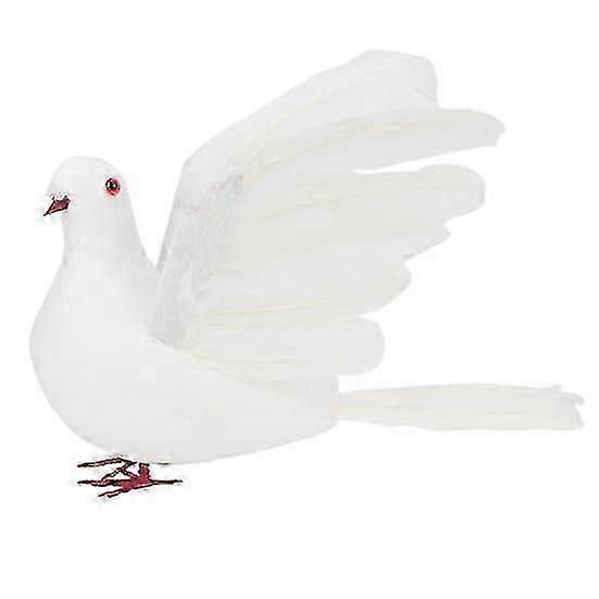 3D Embedded Eyes Simulation Foam Dove with Real Feather Wings for Garden Photography Prop