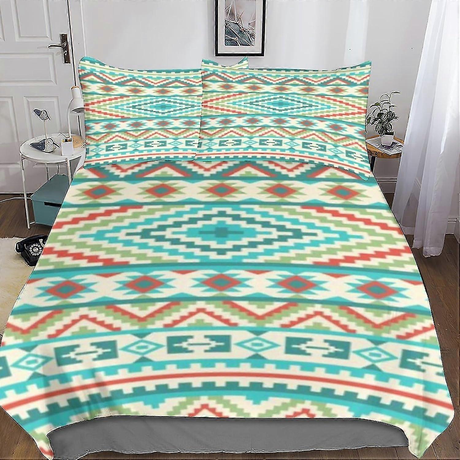 Geometric Patterns Duvet Cover for Boys and Girls Gaming Bedding Set, Abstract Art Comforter Cover 3 Pieces with 1 Duvet Cover and 2 Pillows