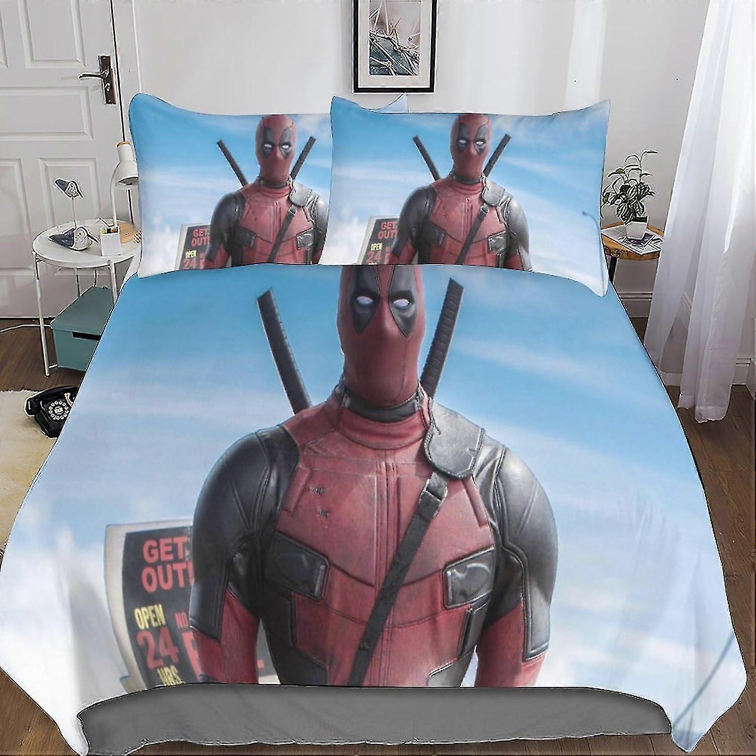 3D Superhero Effect Quilt Bedding Set, Printed Duvet Cover Set Soft Microfiber with Pillowcase 3 Pieces for Children and Adults Double