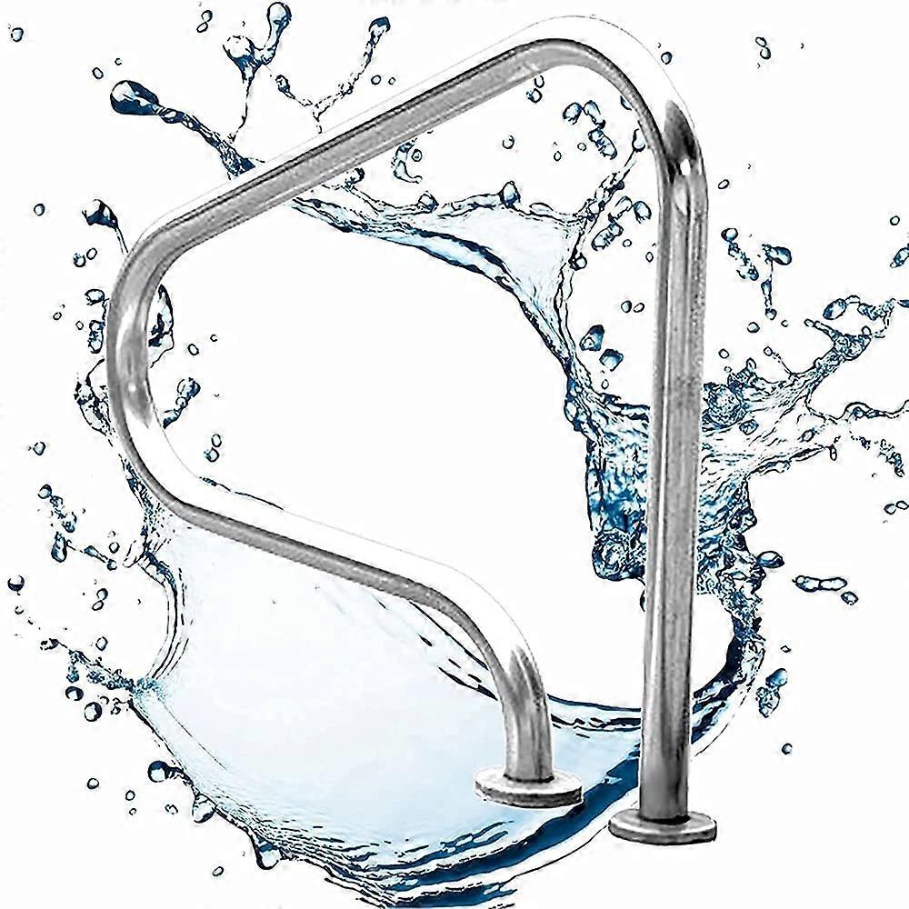 Handrail Stainless Steel Swimming Pool Handrails with Safety Handrail Ladder, Quick Installation Base for Swimming Pool, Non-Slip for Seniors