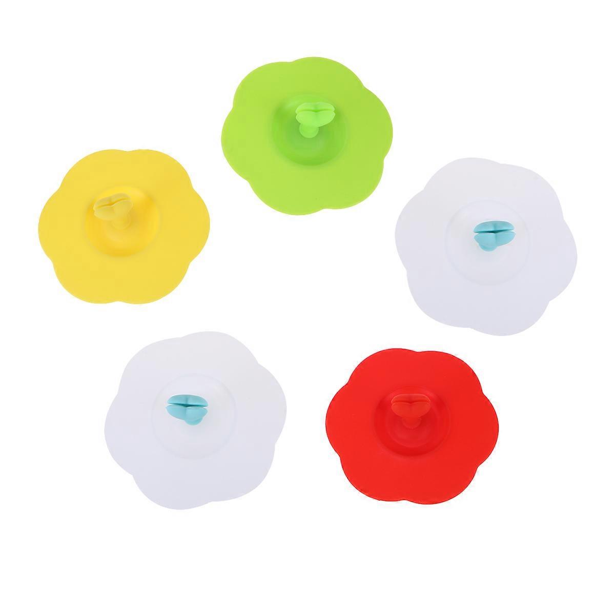 Dustproof Silicone Lid For Glass Cups Heart Shaped Keep Water Fresh Home Use 5Pack