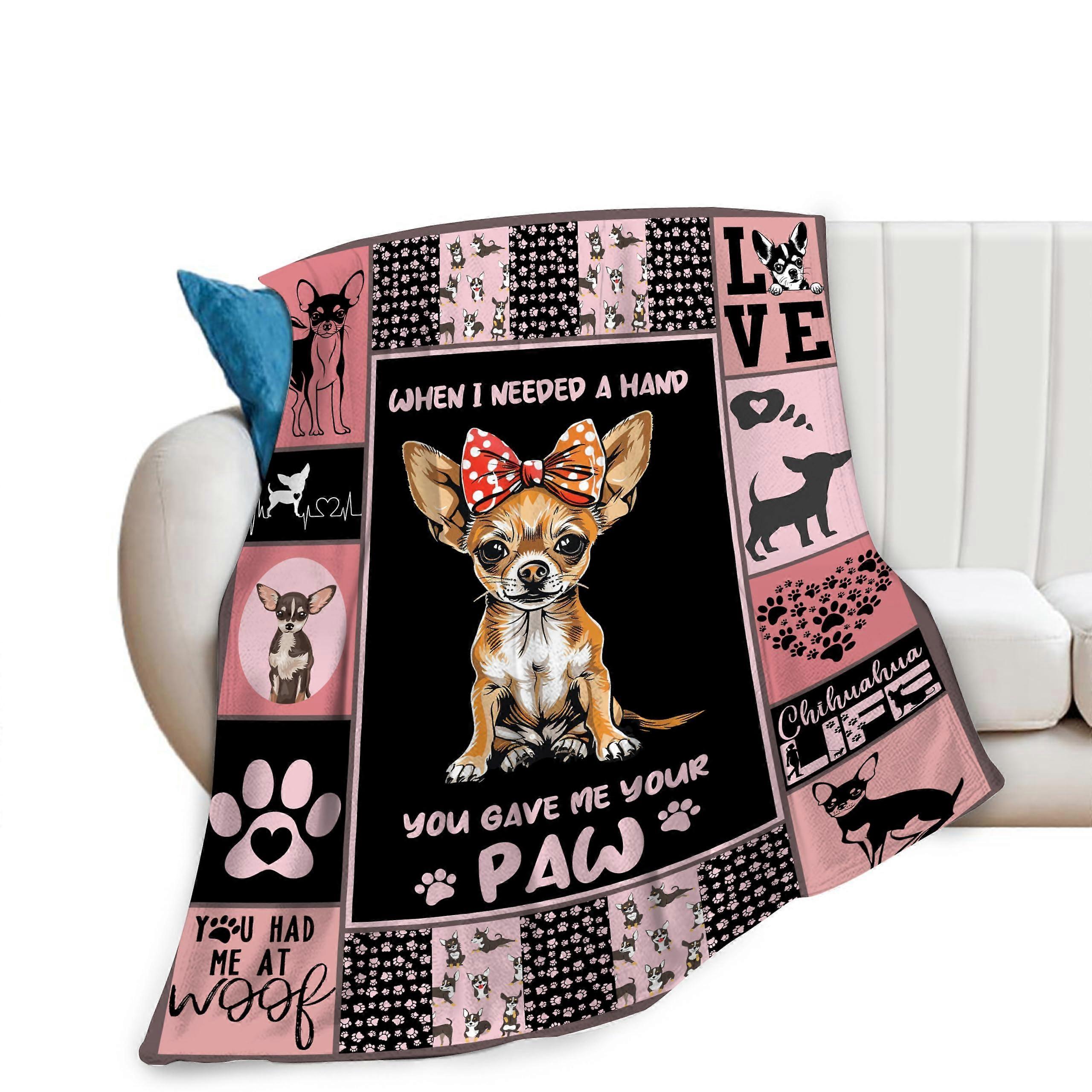 Chihuahua Blanket Dog Blanket 40x50 Inches Cozy Fleece Flannel Plush Bedding for Girls Women Teens Couch Sofa Decor