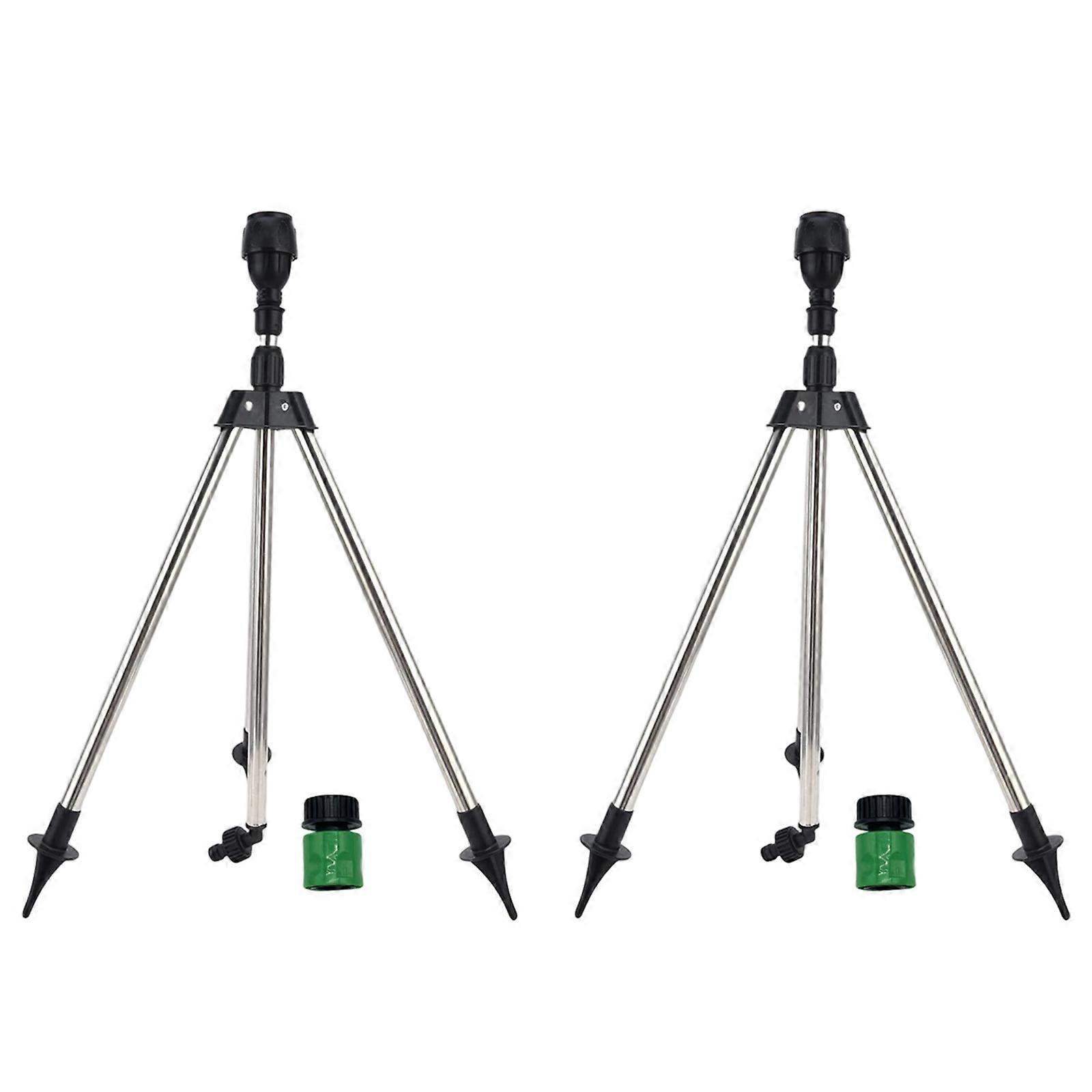 2Pcs 360 Rotary Irrigation Sprinkler Head with Tripod Telescopic Support Automatic Rotating Sprinkler Garden Watering Multicolor