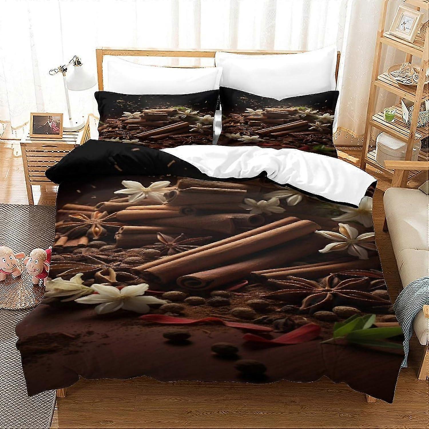Conjunto de Cama Impresso em 3D Specialty Spices com Capa de Edredom de Microfibra Artística, Conjunto de Capa de Edredom de 3 Peças