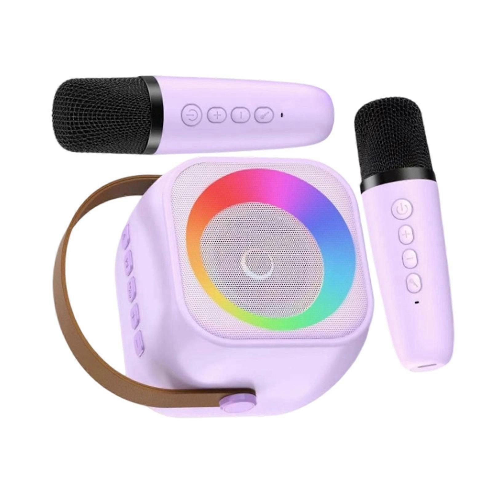 Bluetooth-compatible Speaker Karaoke Machine with 2 Microphones for Kids Adults Mini Portable Speakers Wireless Party Multicolor