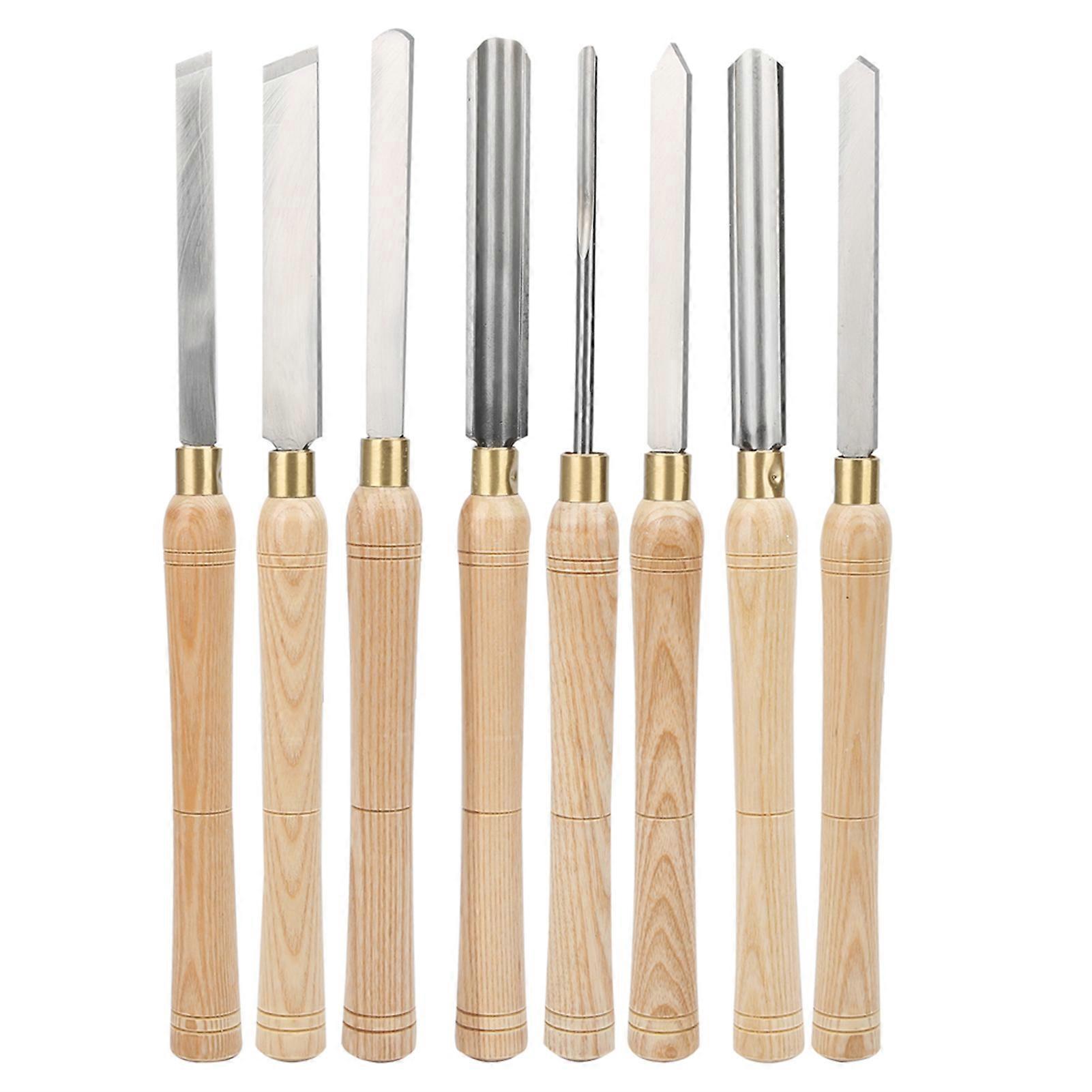 8pcs Wood Turning Tools High Speed Steel Handheld Lathe Chisel Kit for Woodworking