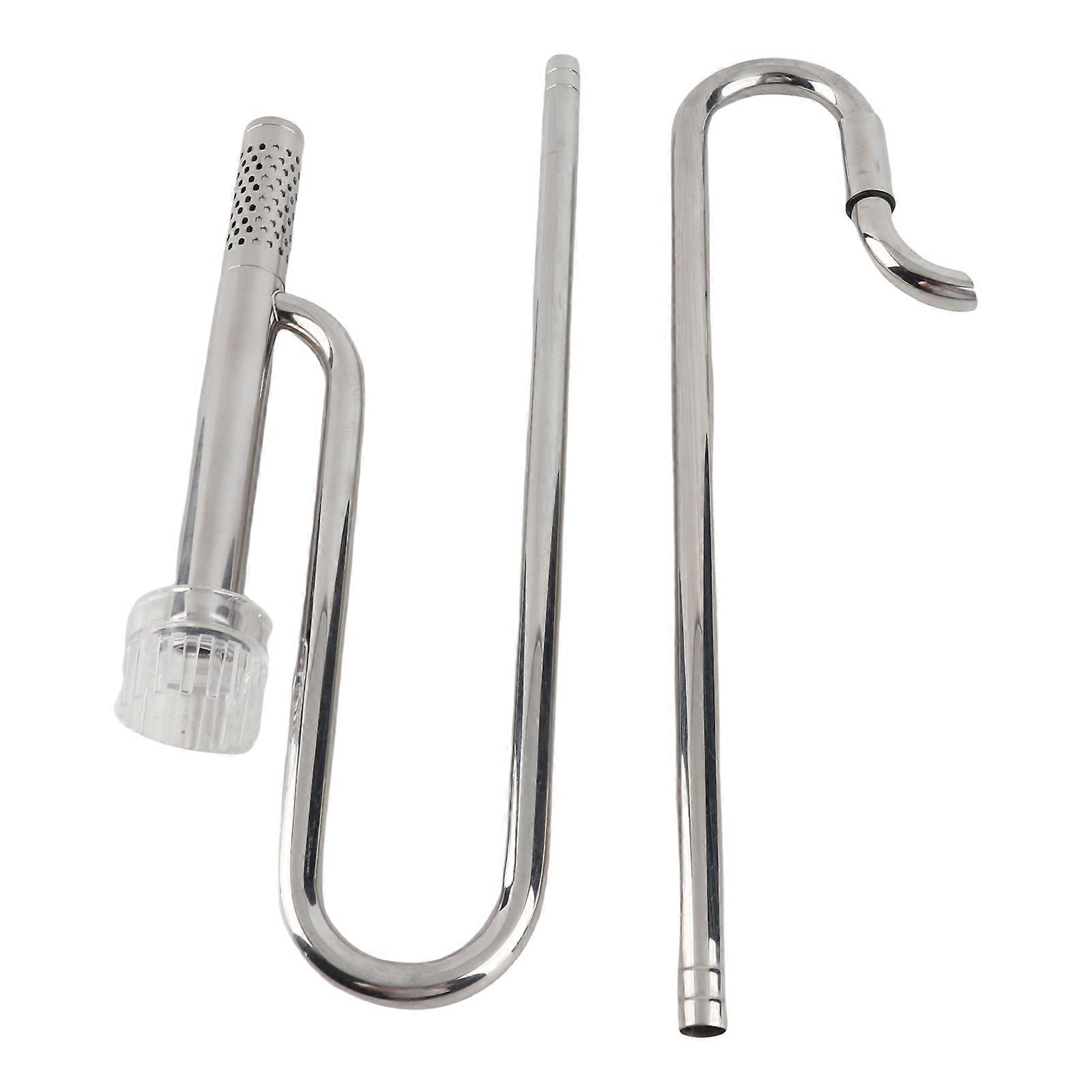 Inflow Outflow Pipe Set Adjustable 304 Stainless Steel Fish Tank Lily Pipe with Surface Skimmer for Aquarium Filter 12mm Outlet with 12mm Deoiling Fi