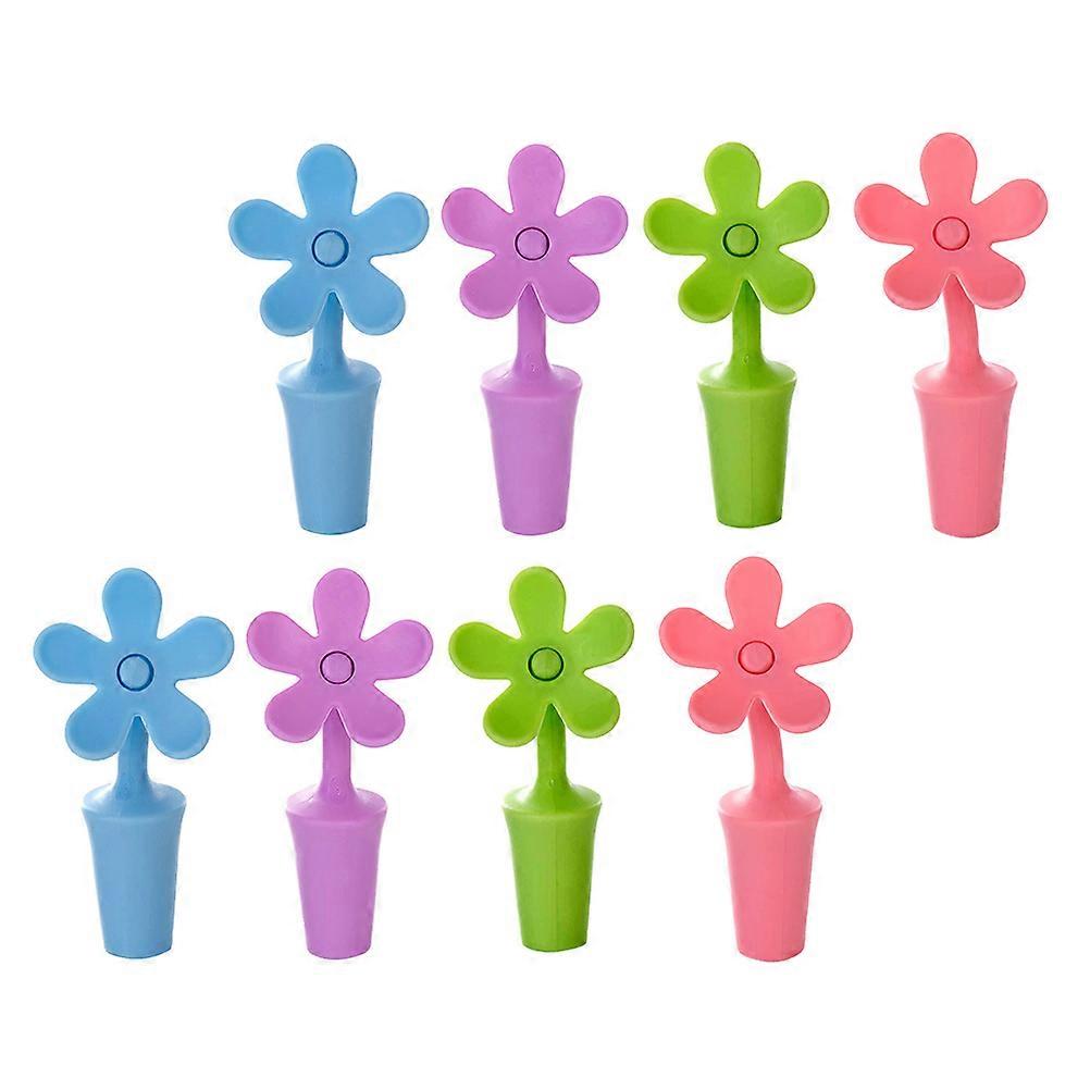 Colorful Silicone Stoppers For Wine Lovers Preserve Opened Wine Bottles 9x4cm 8Pcs