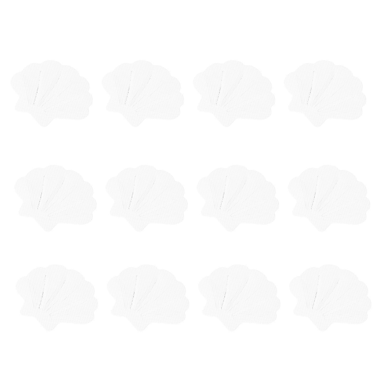 12PCS Bathroom Anti Slip Stickers in Sea Shell Shape for Bathing Safety Floor Decals White