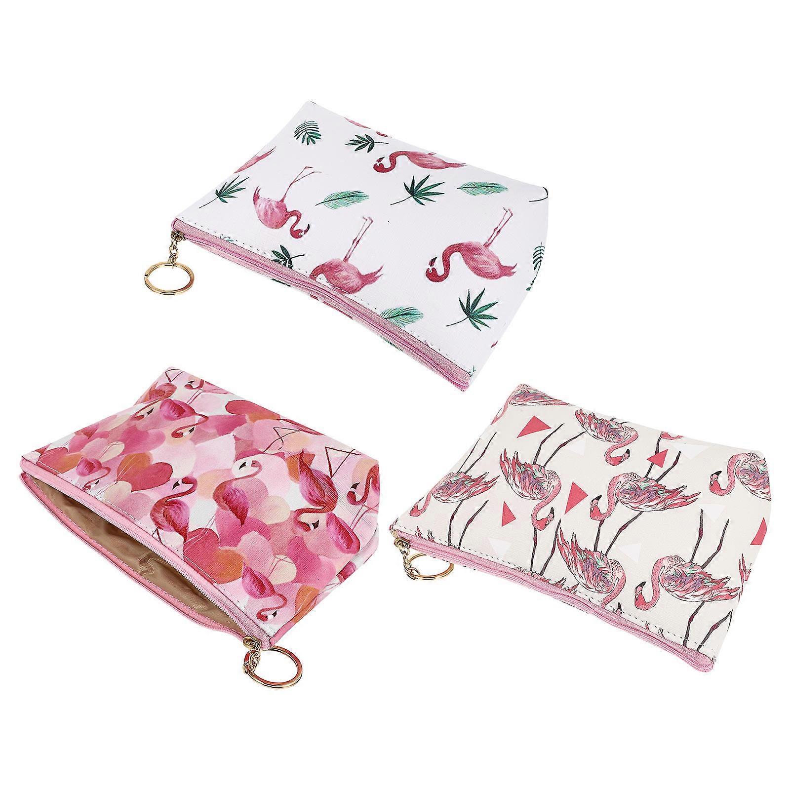 Here's a polished and engaging product description for your **3pcs Water Resistant Makeup Bag With Flamingo Pattern Travel Toiletry Organizer**: