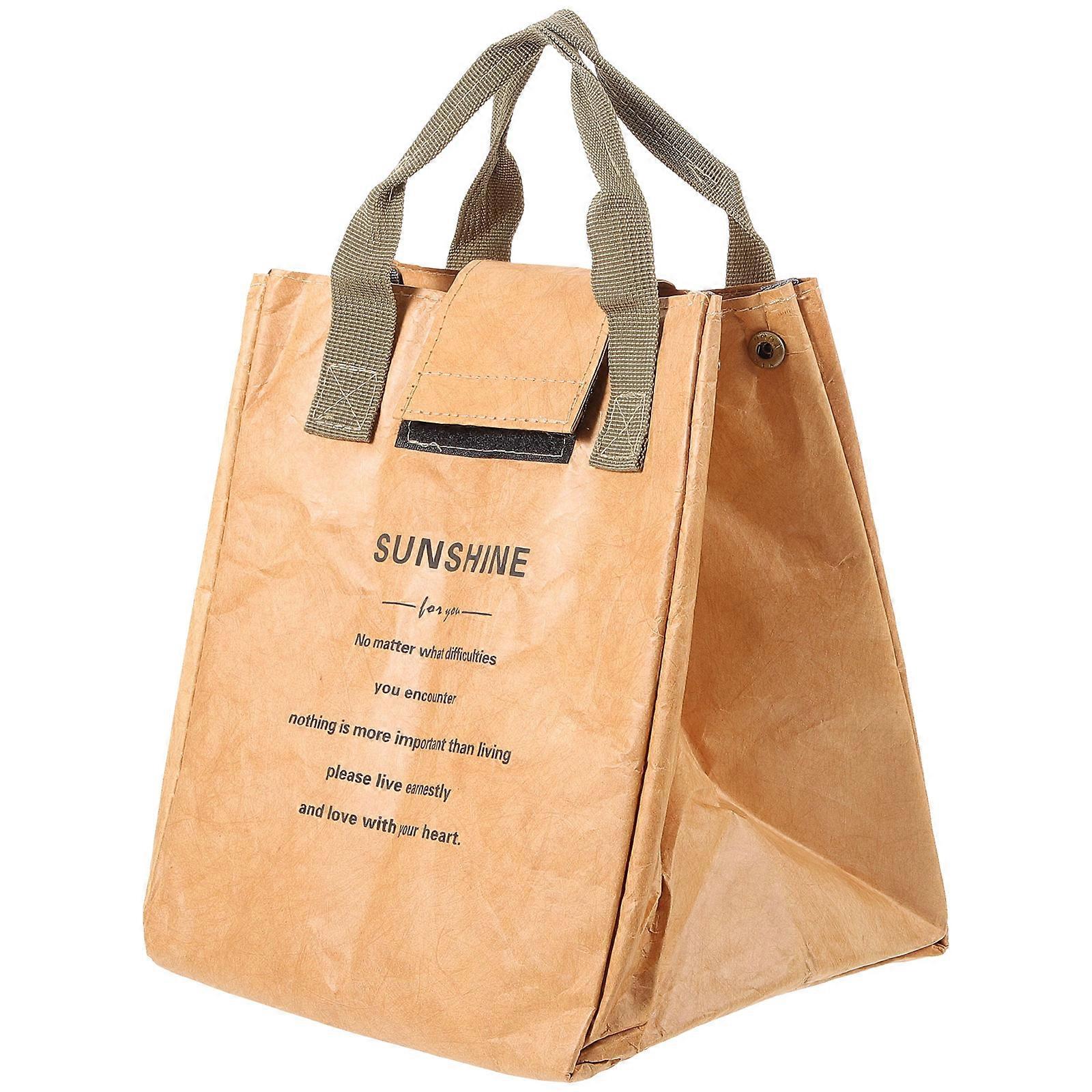 Thermal Insulation Bento Holder Kraft Paper Material Rectangular Shape For School 10.22x7.86x6.29inch 1Pack