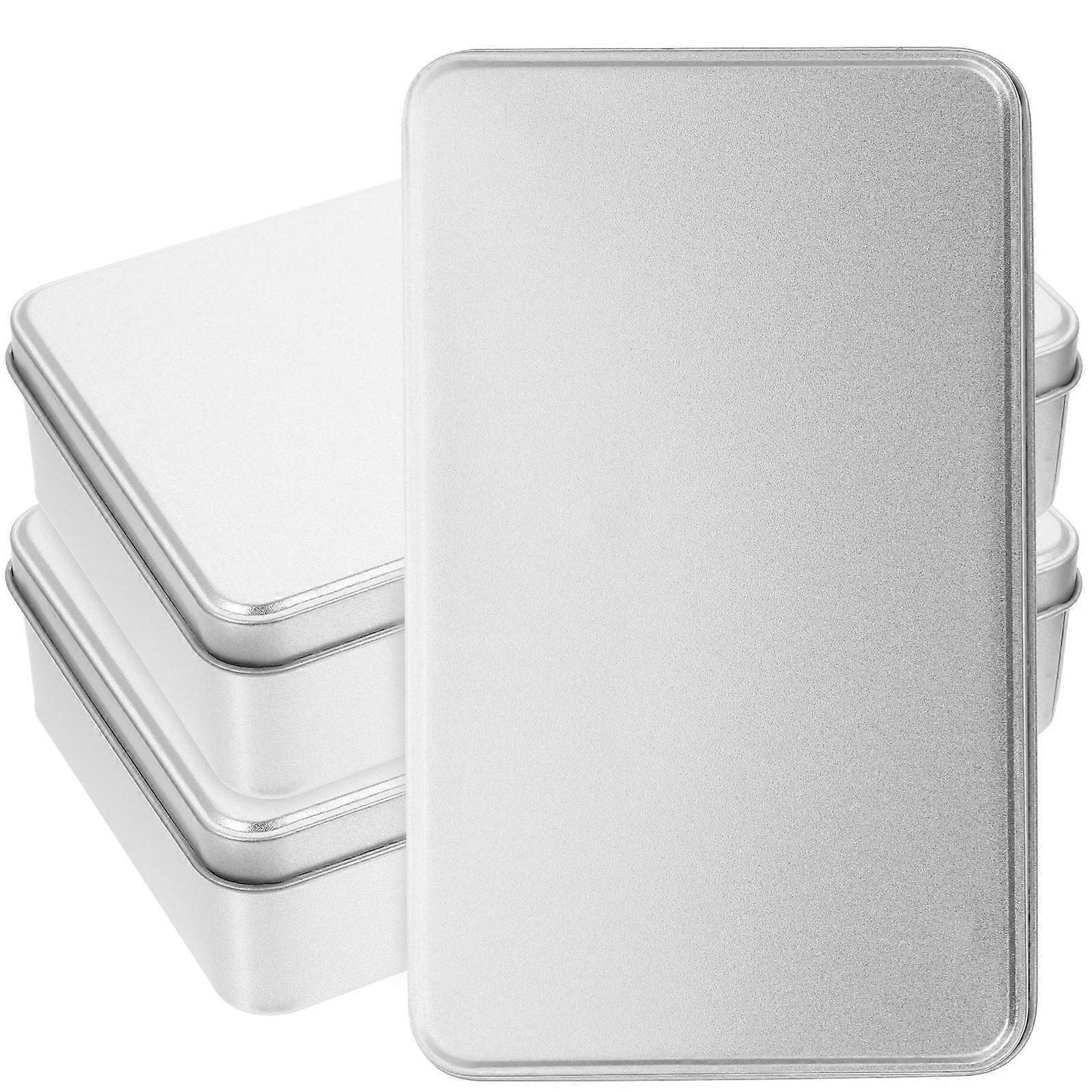 Rectangle Tin Box Simple Appearance Classic Design For Storing Sweets Gifts Snacks Earrings Rings 7.5×4.7×1.9in 3Pcs