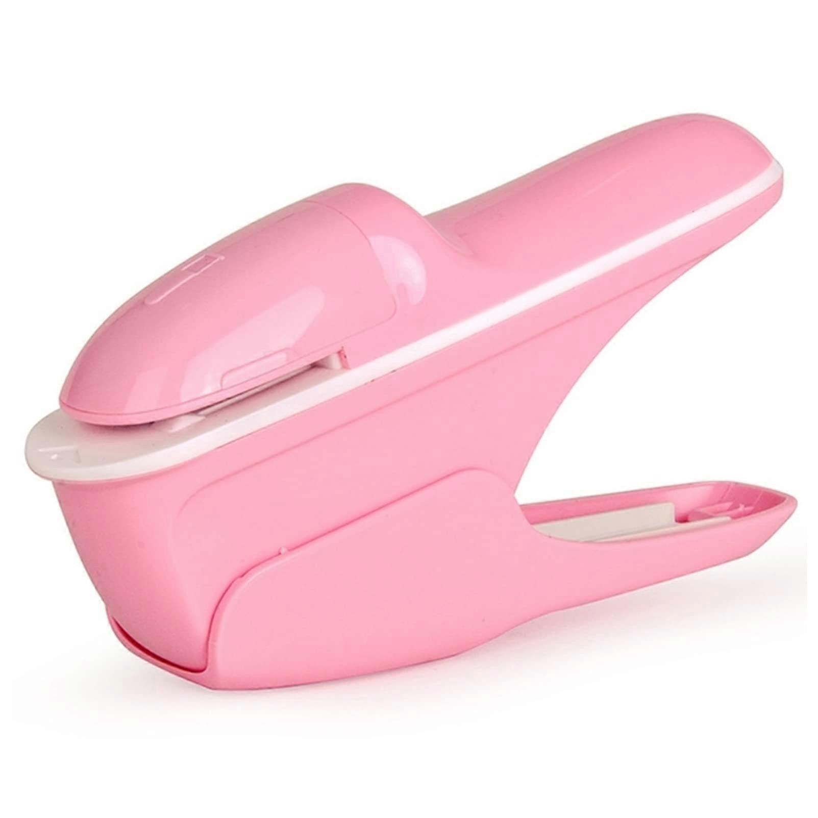 Stapler No Staples Nail Mini Cute Paper Book Binding Stapler (Pink)