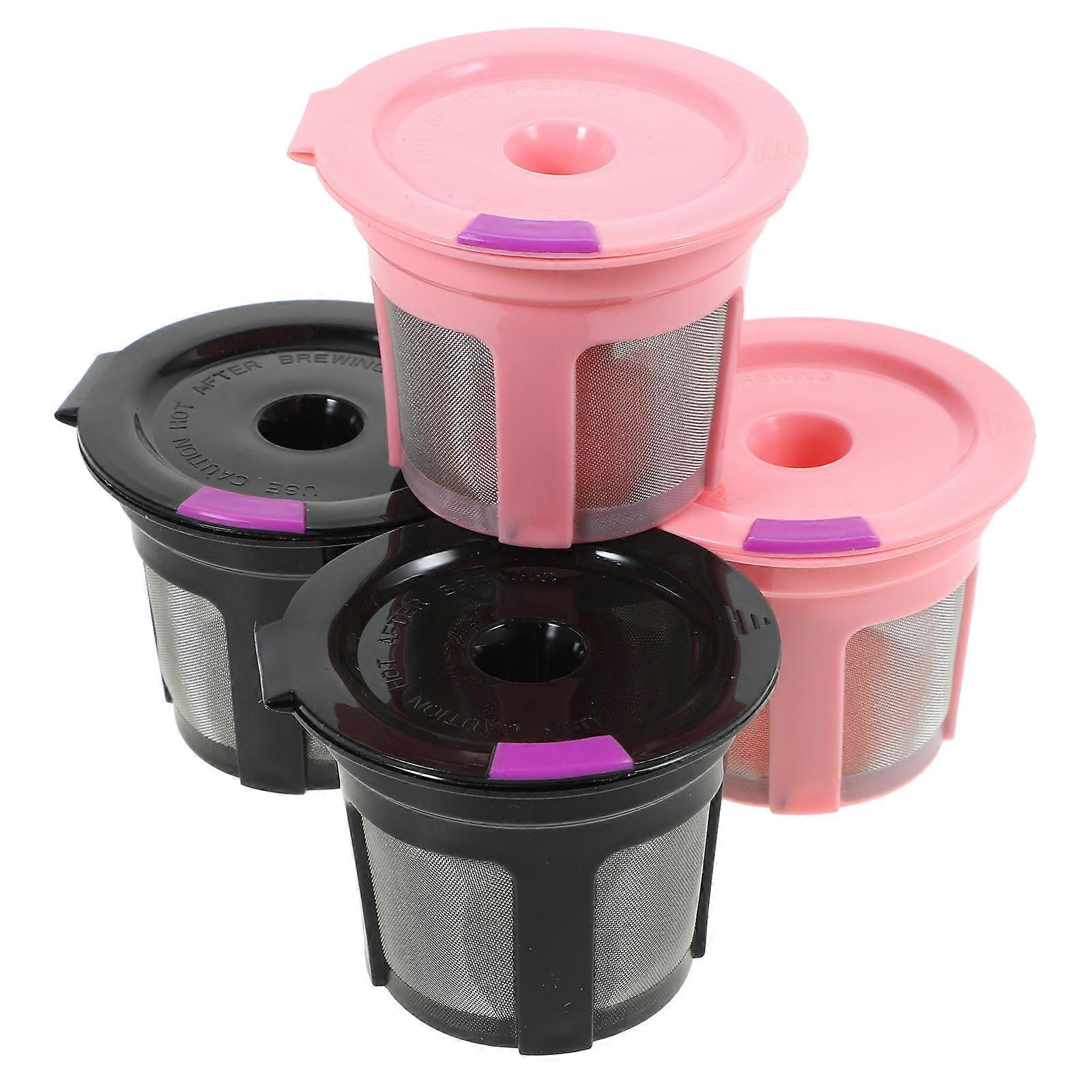 Coffee Powder Filter Cups Flavor Preservation Office Use 4Pcs Black