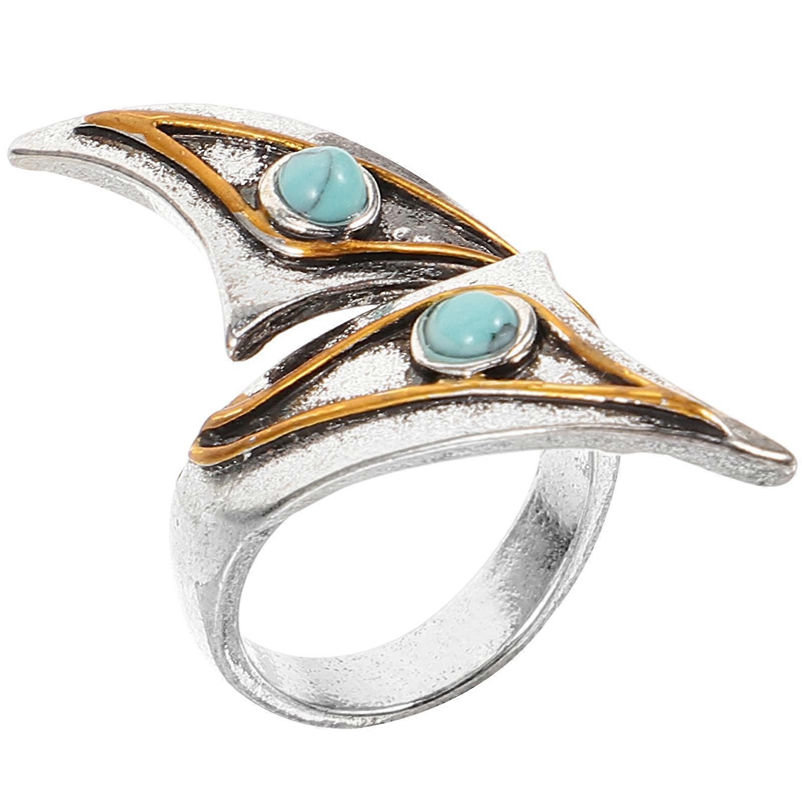 Adjustable Open Ring with Blue Turquoise, Stylish Finger Decor for Women, Unique Statement Accessory for Parties