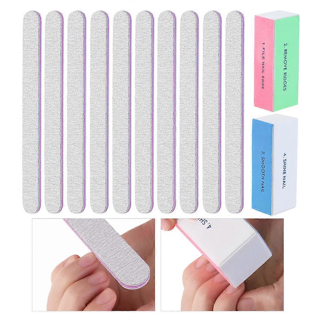 2pcs Nail Art Shiner Buffer 4 Ways Polish Sanding File Block for Manicure with Assorted Color
