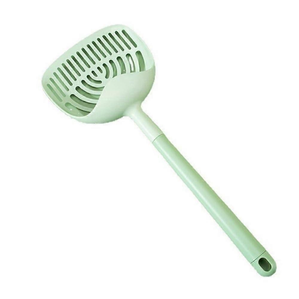 Cat litter scoop with long handle and fine holes for pets, 15x40cm, green