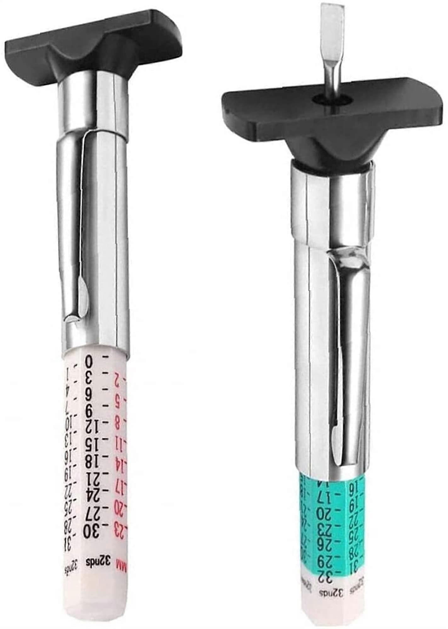 Tire Tread Depth Gauge, Portable, Color-Coded, 0-25 mm Accurate Measuring Tool for Car Trunk and Motorcycle, 2 Pack
