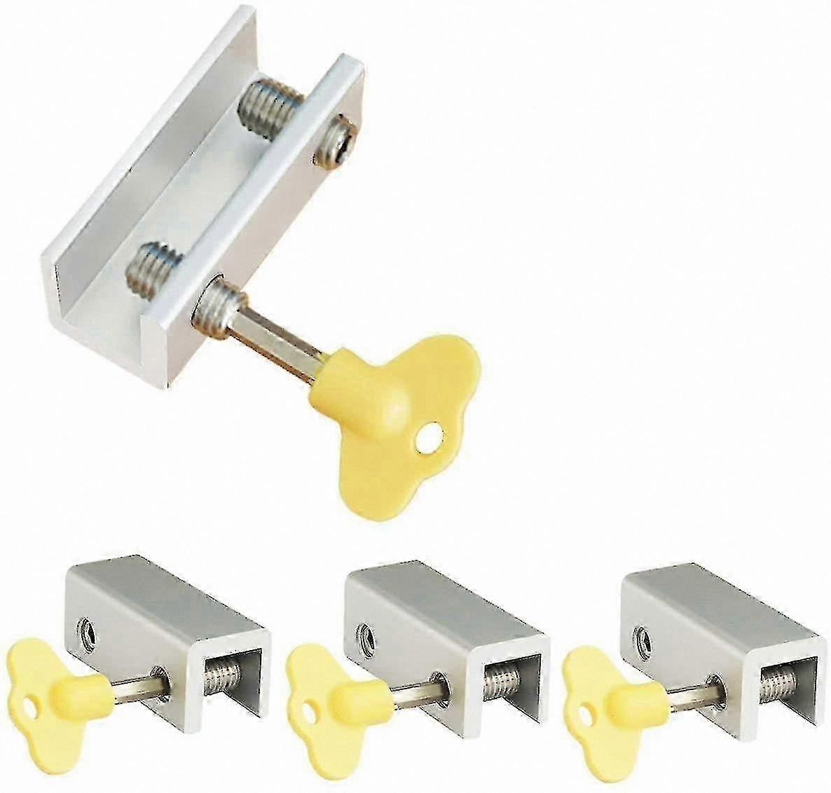 Adjustable Aluminum Window Locks, 4 Pack Security Frame Sliding Locks for Windows
