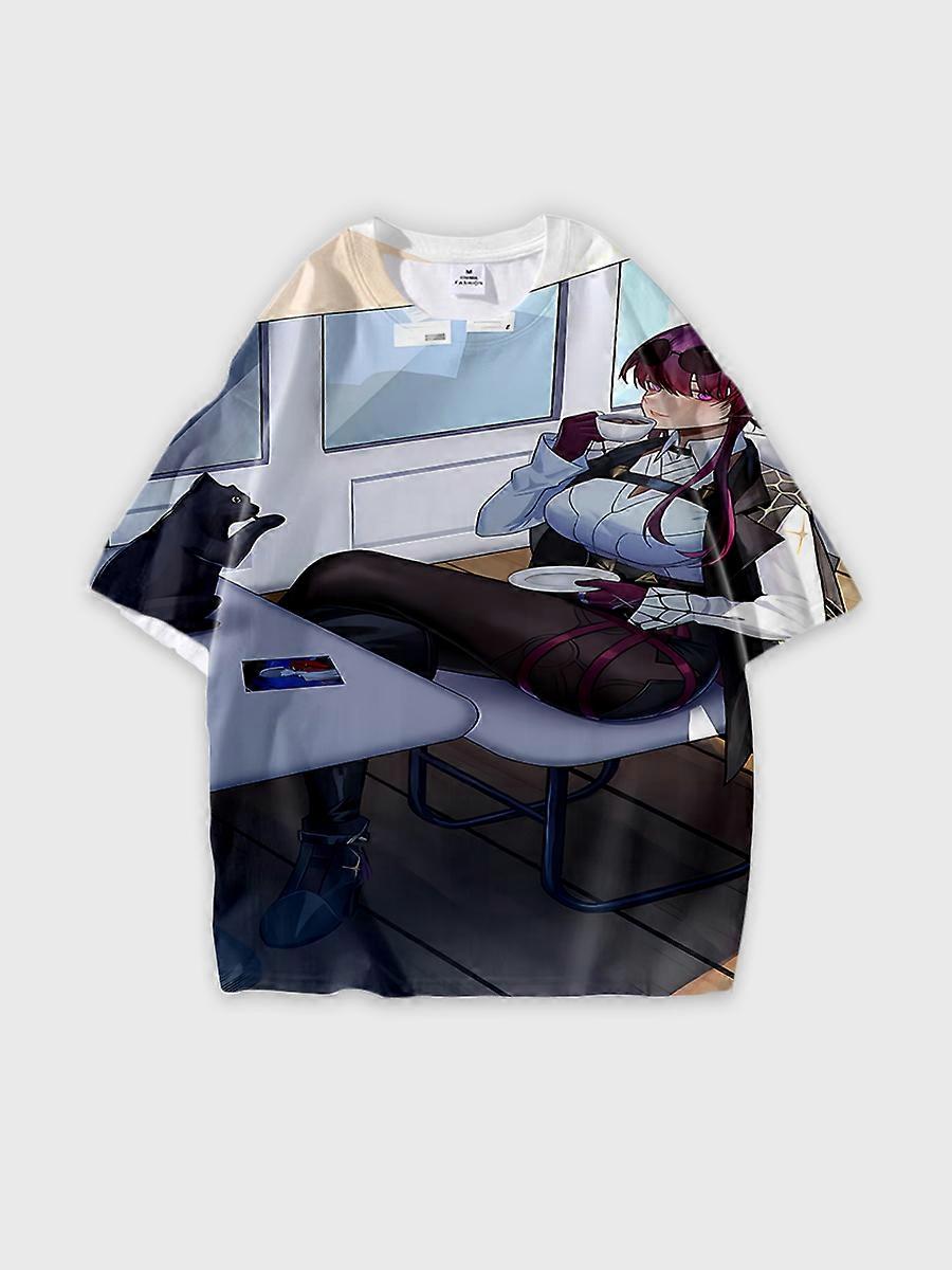 T-shirt round neck Role Pattern loose short sleeve K237