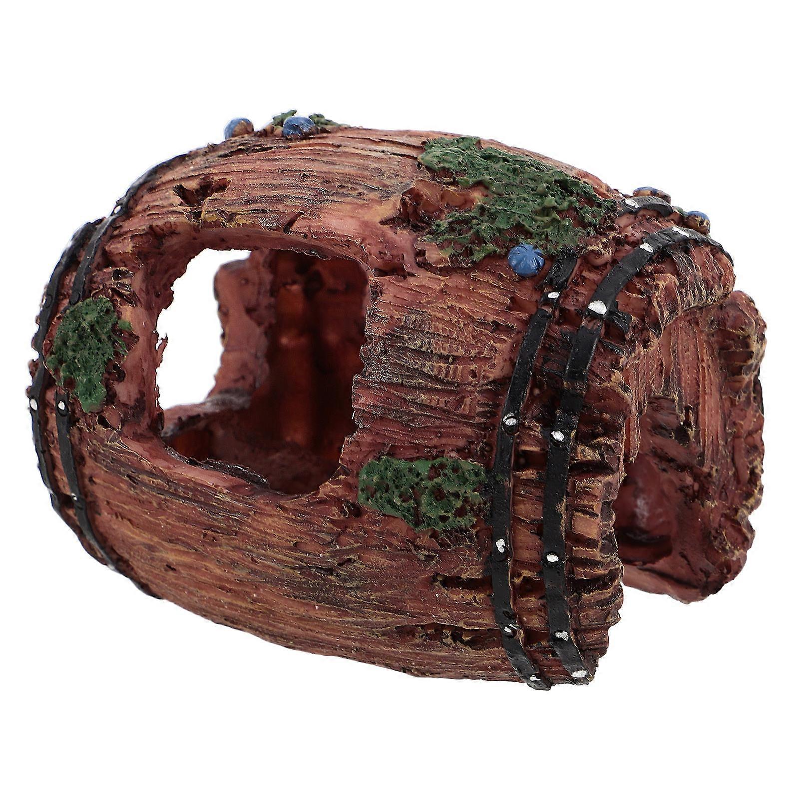 Fish Hideout Red Resin Aquarium Barrel for Unique Fish Tank Structure Decor