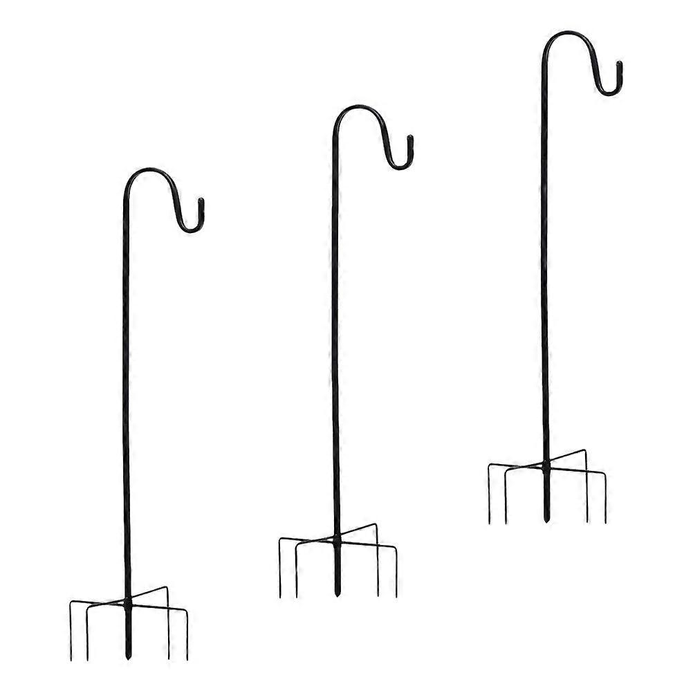 Iron Garden Hook Practical Hanging Accessory For Courtyard 96CM Black Sturdy Design 3Pcs