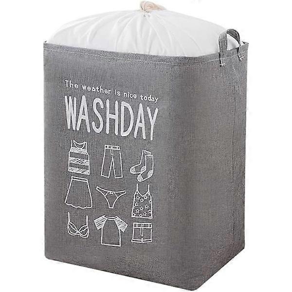 Large laundry hamper, quilt, clothes, toys storage bag, dustproof drawstring, foldable gray