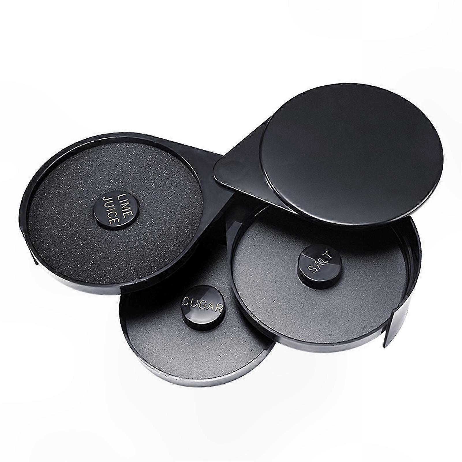 3-Tier Rotatable Plastic Bar Rimmer for Cocktail Sugar and Salt, Smooth Edge, Dustproof, Multi-Functional Kitchen Tool