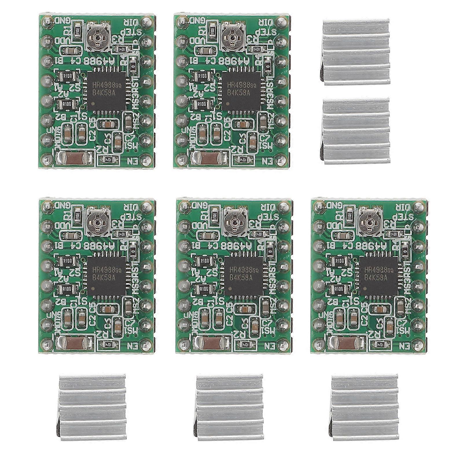 5PCS Stepper Motor Driver Modules with Heat Sink   Adjustable Control, High Stepping Resolution, Overcurrent & Short Circuit Protection for Printers