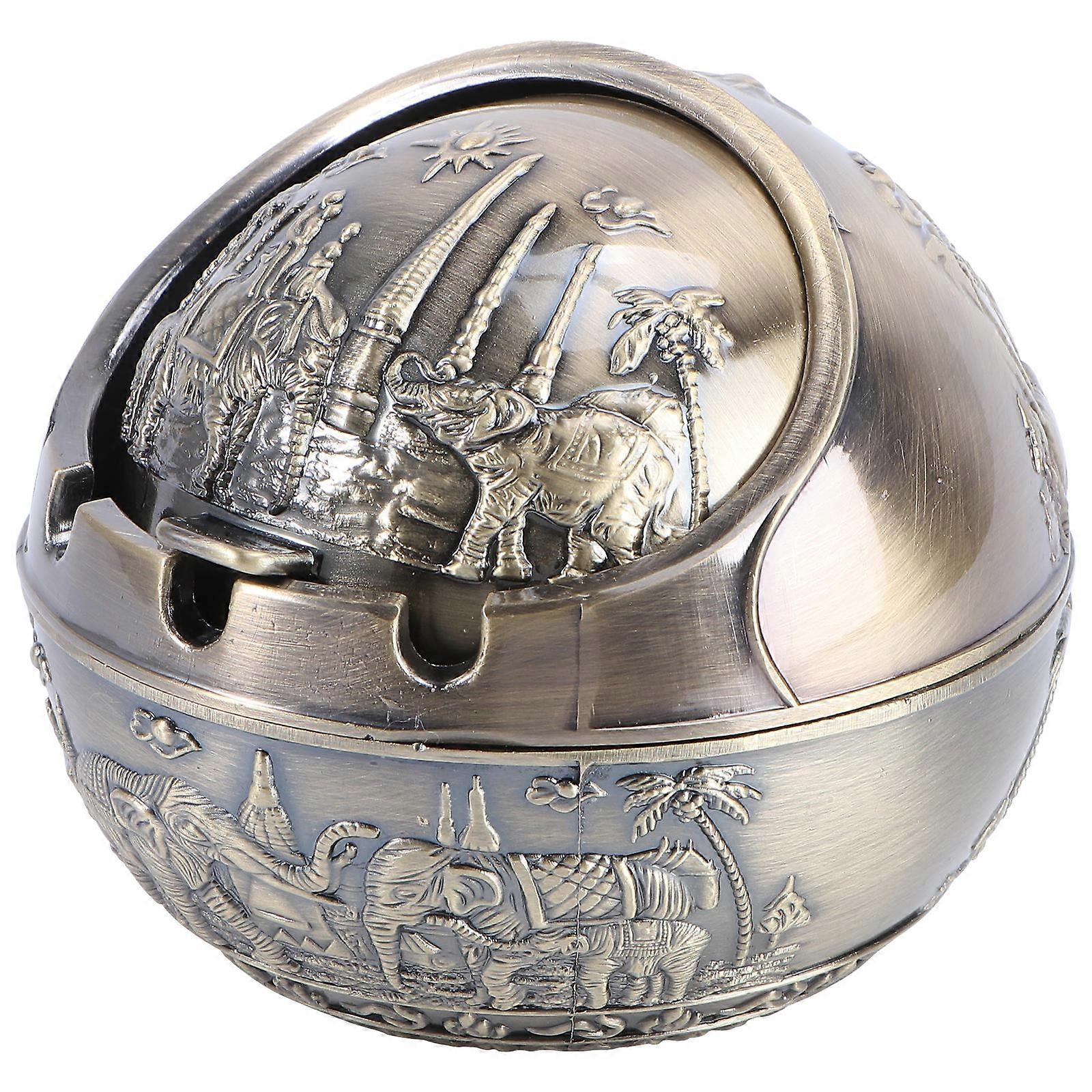 Creative Elephant Metal Ashtray for Home Dark Brown Butt Container 1Pc