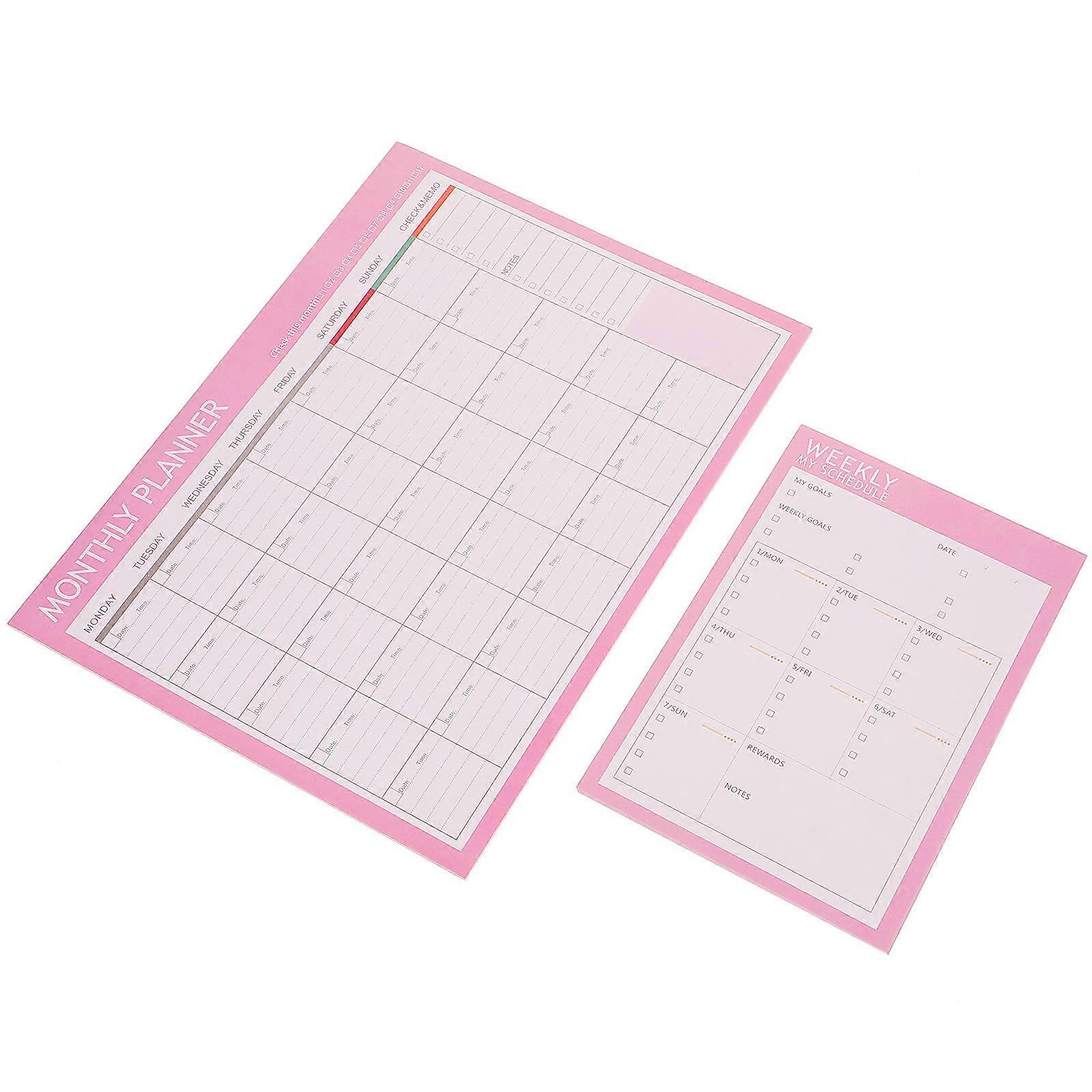 Notepad Planners Work Study Travel Teaching 28.5x21cm Pink Planning 2Pcs