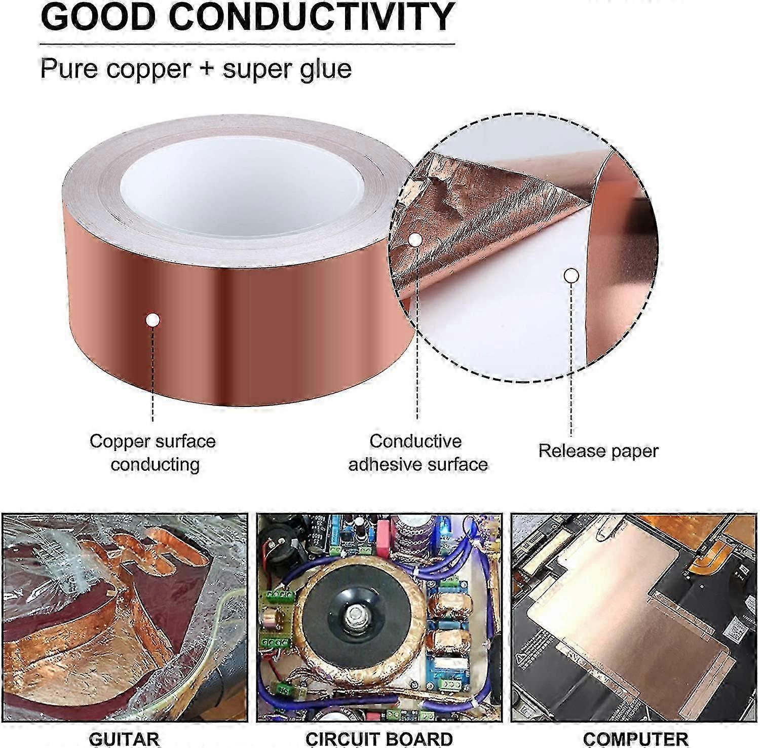 Copper Tape 30m X 50mm, Vegena Copper Foil Tape Emi Copper Foil Tape