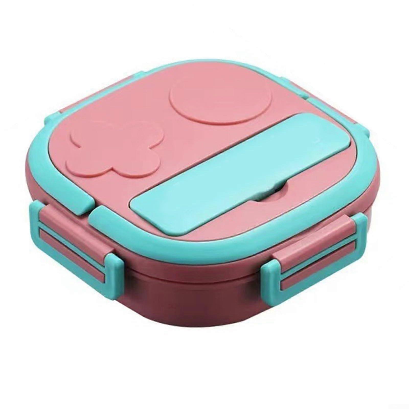 Airtight Pink Lunch Box for Healthy Meals, Recyclable Material, 2 Compartments, 2 Grids, Eco-Friendly Design